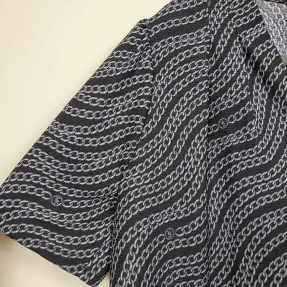 Michael Kors Chain Print Top Women Size PXL Black Silver Short Sleeve NEW - Picture 4 of 12